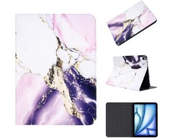 Casemania Hoes Geschikt voor iPad 2025 A16 11 inch - Marmer Paars - Luxe Print Tablet Cove
