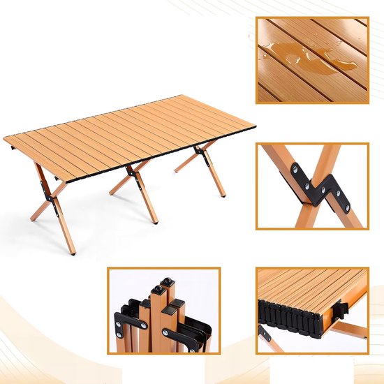Archi Campingtafel - Opvouwbare Tuintafel - Inklapbaar - Rolblad Design - Weerbestendig Koolstofstaal - Zwart - 90 × 60 × 45 cm — afbeelding 2