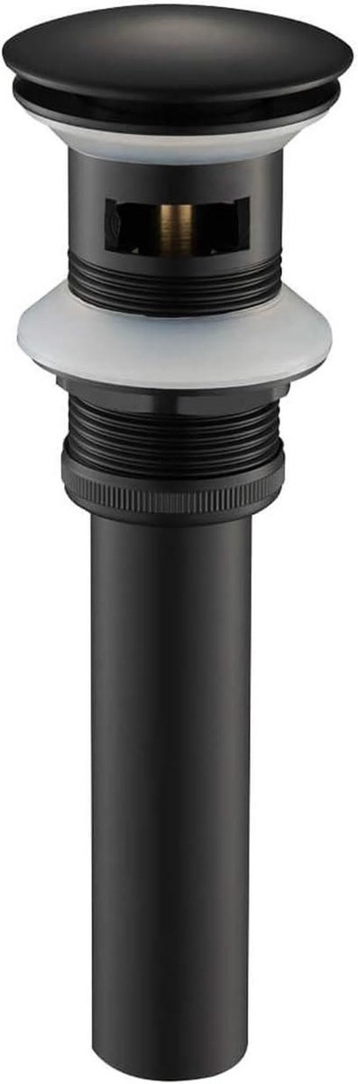 Afvoergarnituur Wasbak - Pop-up Ventiel - Waterafvoer Regelen - Eenvoudige Drukbediening - Standaard 1 1/4 Inch - Mat Zwart