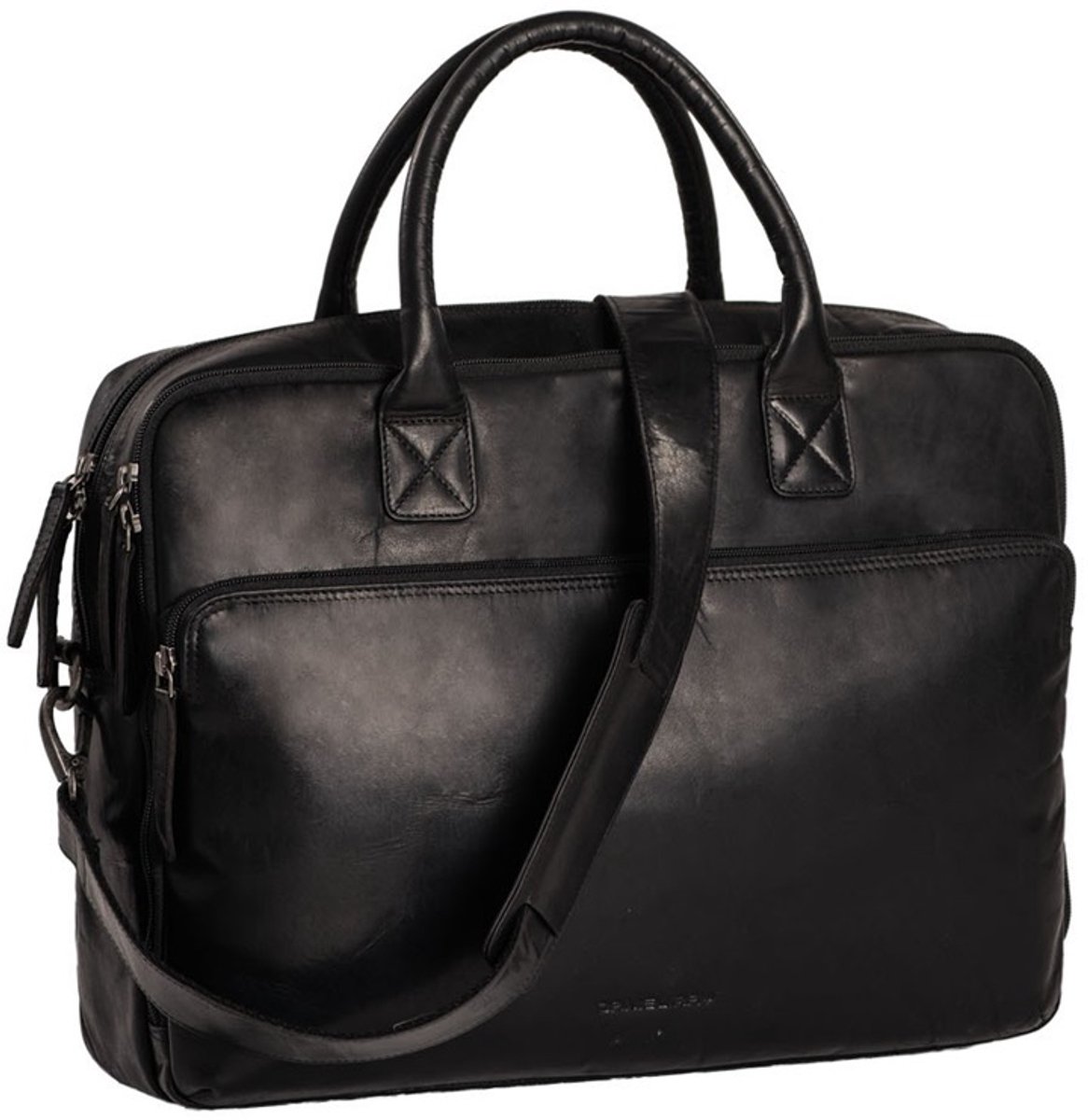Daniel Ray Norman Leren Laptoptas 14 inch - Zwart
