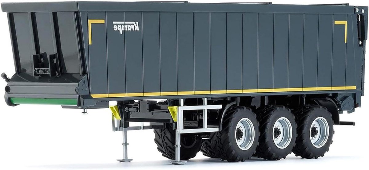 Rolbandwagen Model - Oplegger Aanhanger - Landbouw Simulatie - Beweegbare Losklep - Schaal 1:32 - Grijs