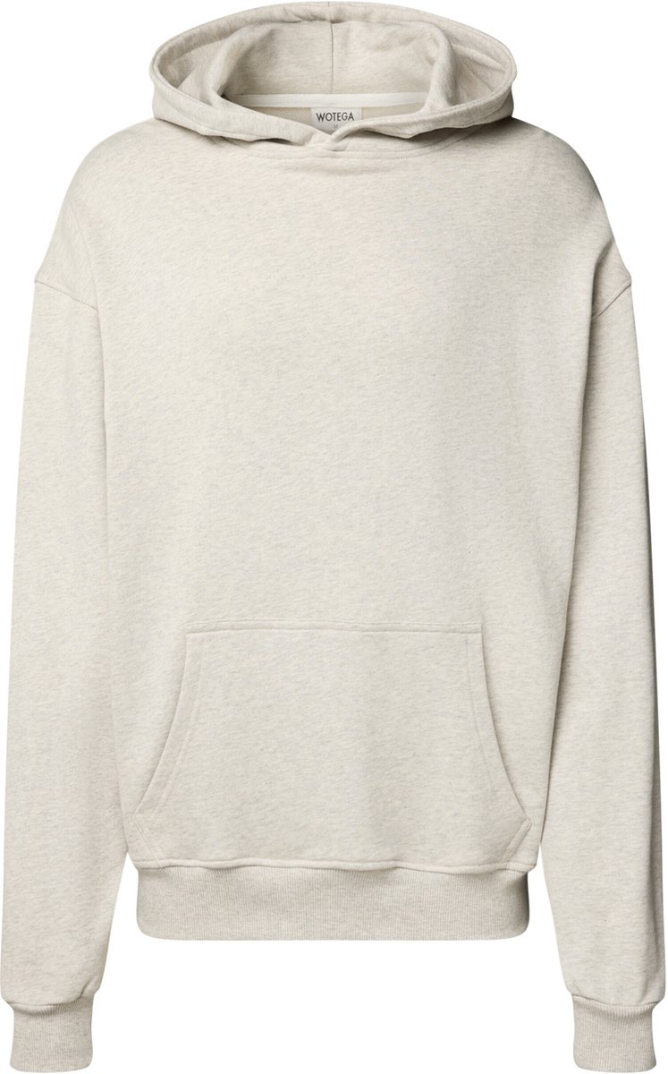WOTEGA Heren Hoodie VibeHood – Oversized Fit – Katoen – Beige – Melange & Kangoeroezak
