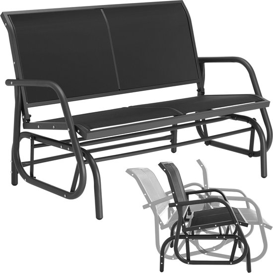 Tectake - Schommelbank Greta 2-zitter 121x72x86,5cm - Zwart