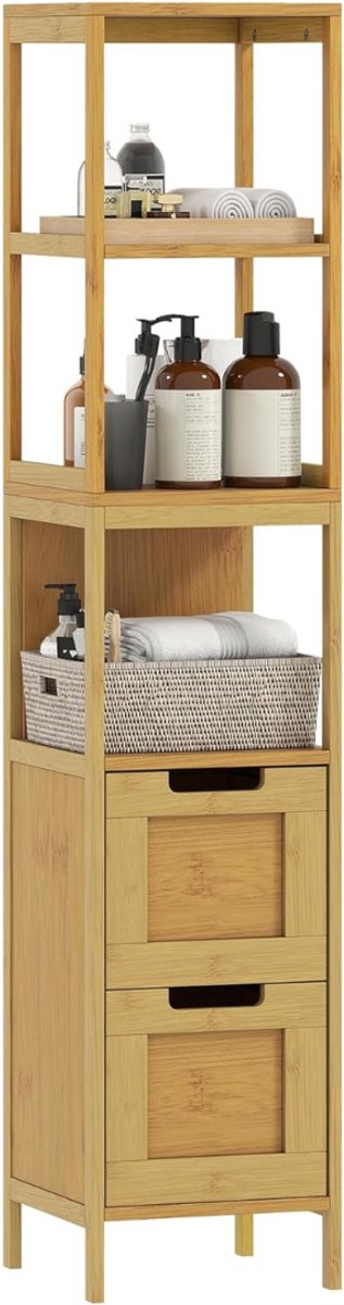 Zyrex® Kolomkast Staand - Opbergkast - Kast - Natuurlijk hout - 30cm x 30cm x 144cm