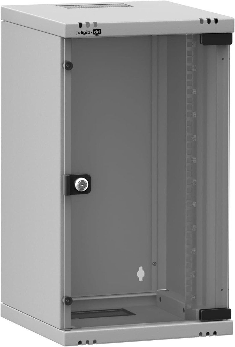 Netwerkkast 10 inch - Serverkast Wandmontage - IT Infrastructuur Organiseren - Afsluitbare Glazen Deur - 12 HE Diep 300mm - Grijs