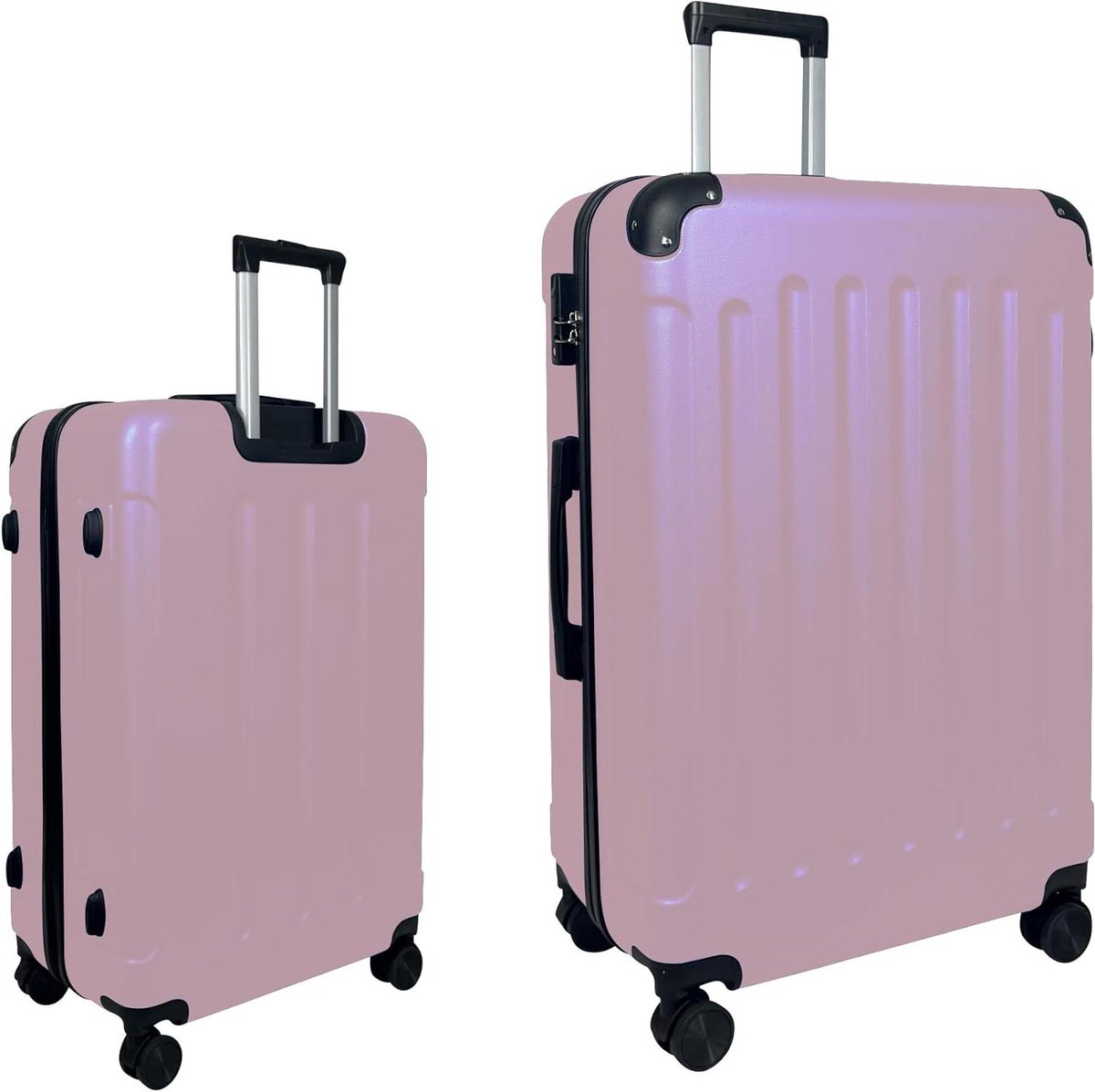 Reiskoffer Set - Koffer Trolley - Vakantie Reizen - Flexibele Harde Schaal - 55x38x22 cm - Roségoud