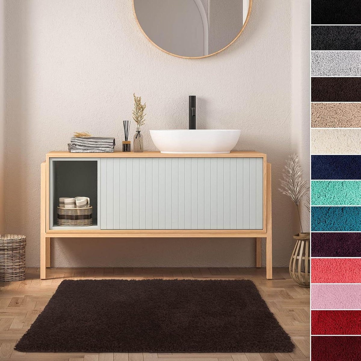 Badmat - Douchemat Badkamertapijt - Badkamer Toilet - Hoogpolig Zacht - 60x100 cm - Bruin