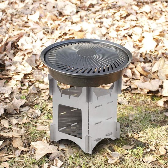 Allecto - Draagbare Houtgestookte Campingkachel - RVS Vouwbare Mini Kooktoestel voor Buitenactiviteiten van Allecto — afbeelding 5