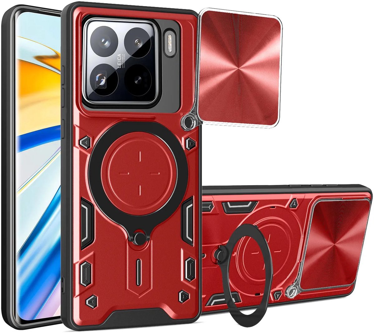 Hoesje geschikt voor Xiaomi 15 - Phonesta CamLock Back Cover met Camera Slider - Rood
