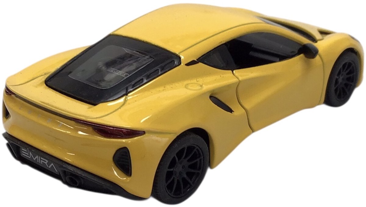 Lotus Emira 1:34 lengte 12.5 cm die cast pull back Kinsmart