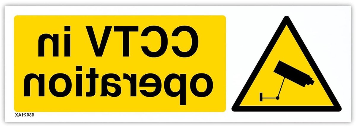 CCTV Waarschuwingsbord - Camerabewaking Bord - Veiligheid Melden - Rigid Plastic Materiaal - 300mm x 100mm - Zwart Geel