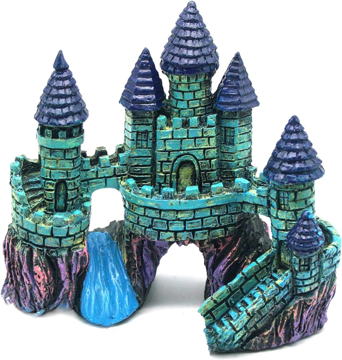 Aquarium Kasteel Decoratie - Kasteel Grot Schuilplaats - Aquarium Verfraaien - Vintage Hars Ontwerp - Paars