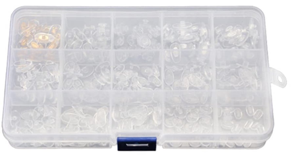 Allecto - Neuspads voor Brillen - Ultra Zacht PVC - 150 Pairs met Opbergdoos - 15 Stijlen