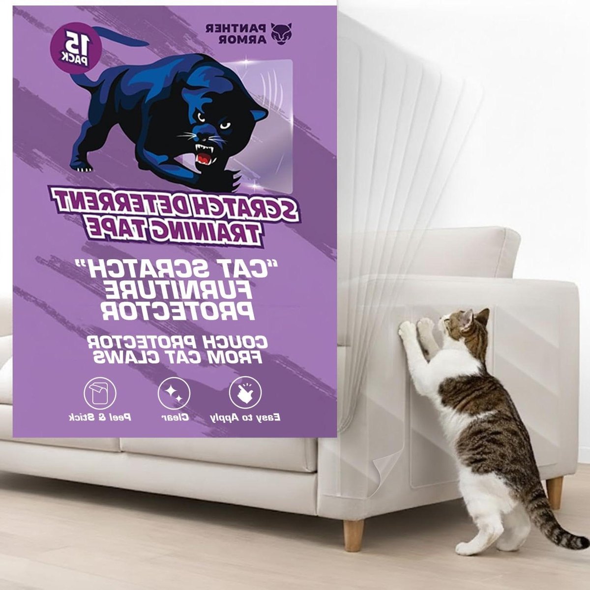 Anti-kras Tape Set - Meubelbescherming - Katten trainen - Onzichtbaar en verwijderbaar - 15 Stuks - Transparant