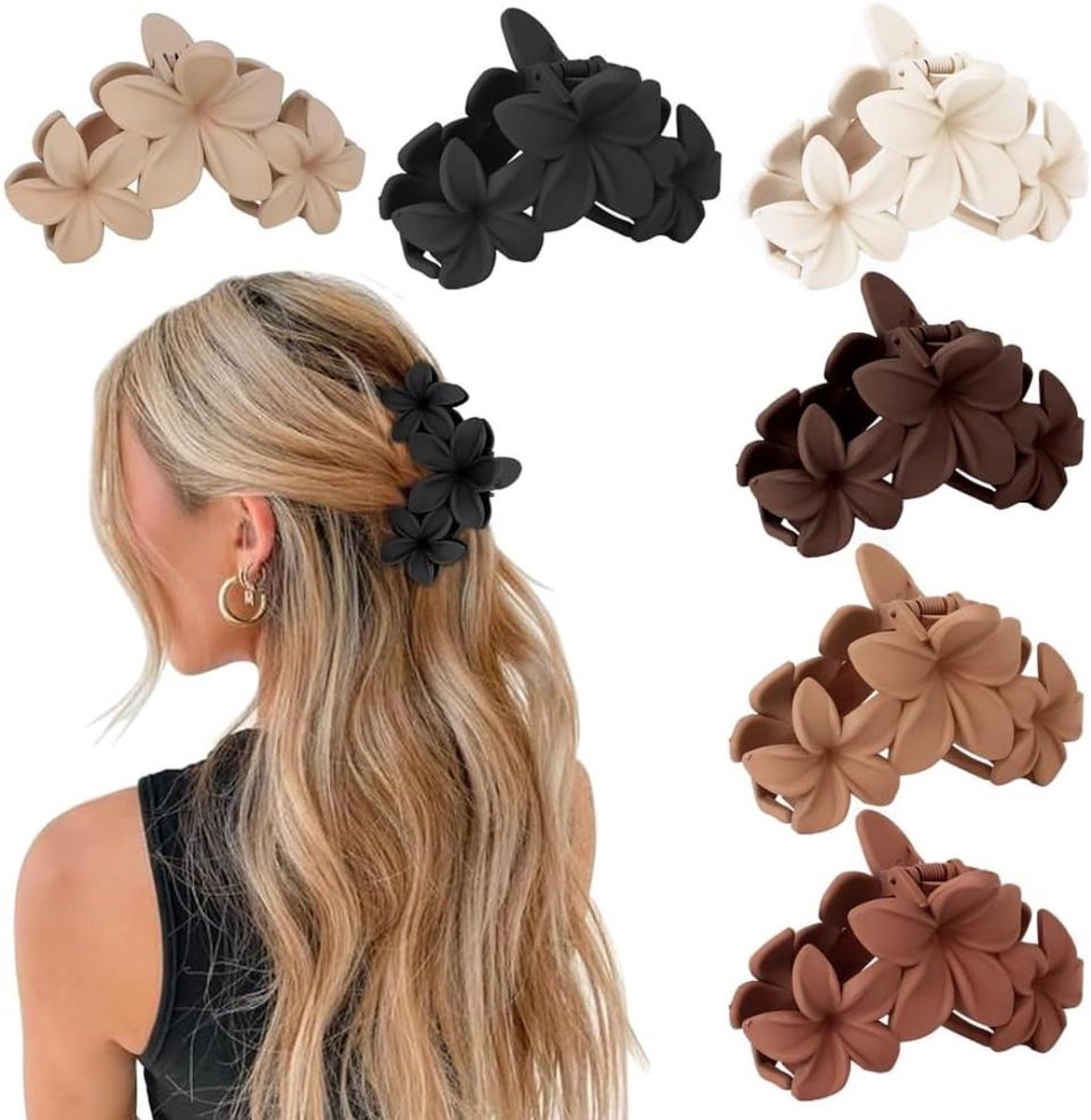 Haarspelden Dames - Bloem Clips - Dagelijks Gebruik - Antislip Mat Design - Meerdere Kleuren