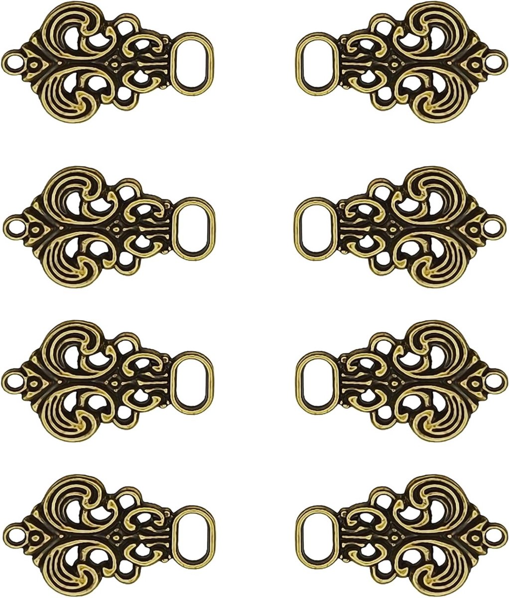 Dirndl Naaiknopen van Metaal, 8 Stuks (4 Paren), Voor Folk Kostuums en Corsages, 33 x 21 mm, Bronzen Naaiknopen voor Creatief Handwerk