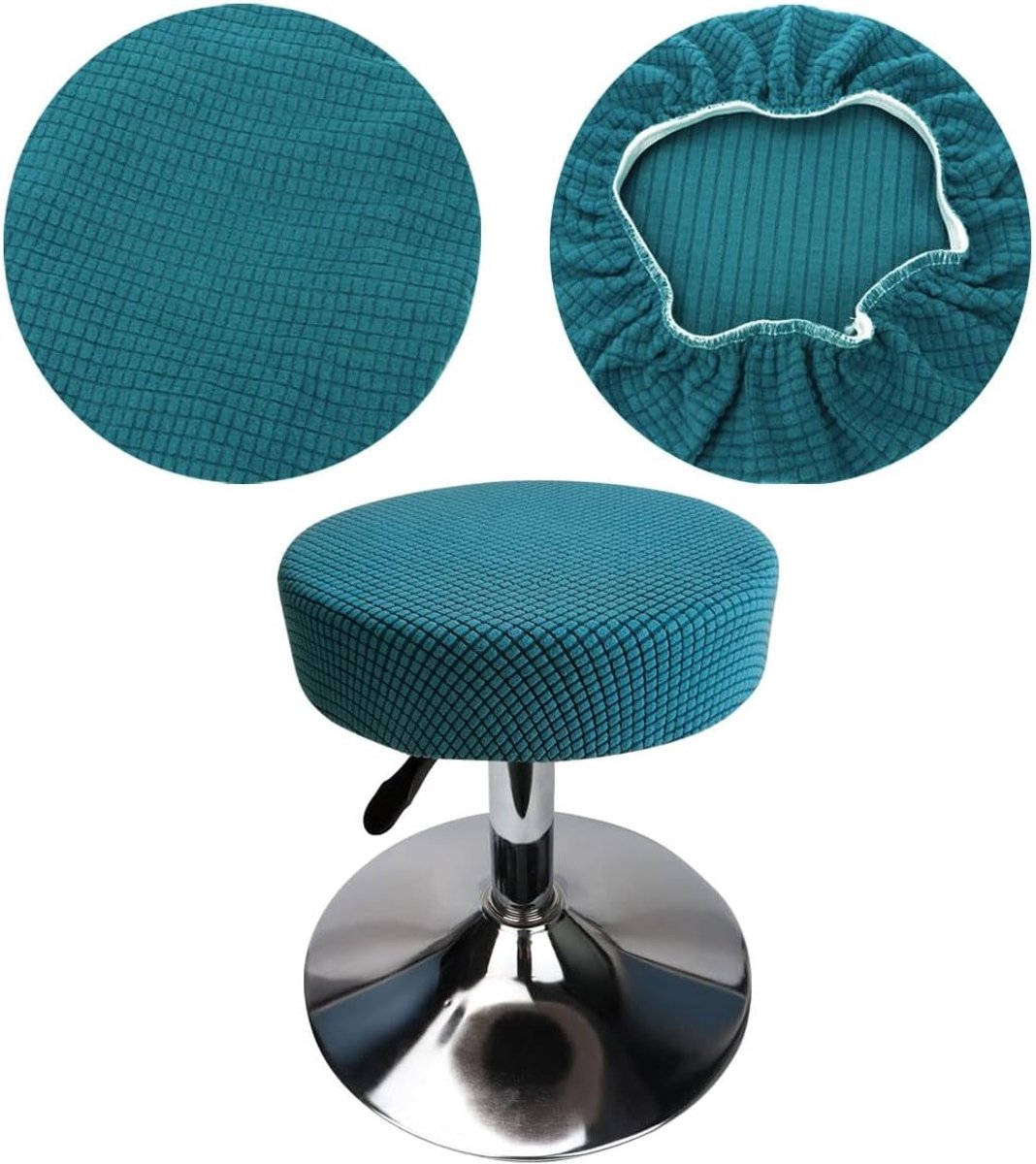 Ronde Krukhoezen voor Stoelen met een Diameter van 30-40 cm - Elastisch, Kreukvrij, Wasbaar en Stofvrij, Geschikt voor Ronde en Vierkante Stoelen (1, Parelblauw)