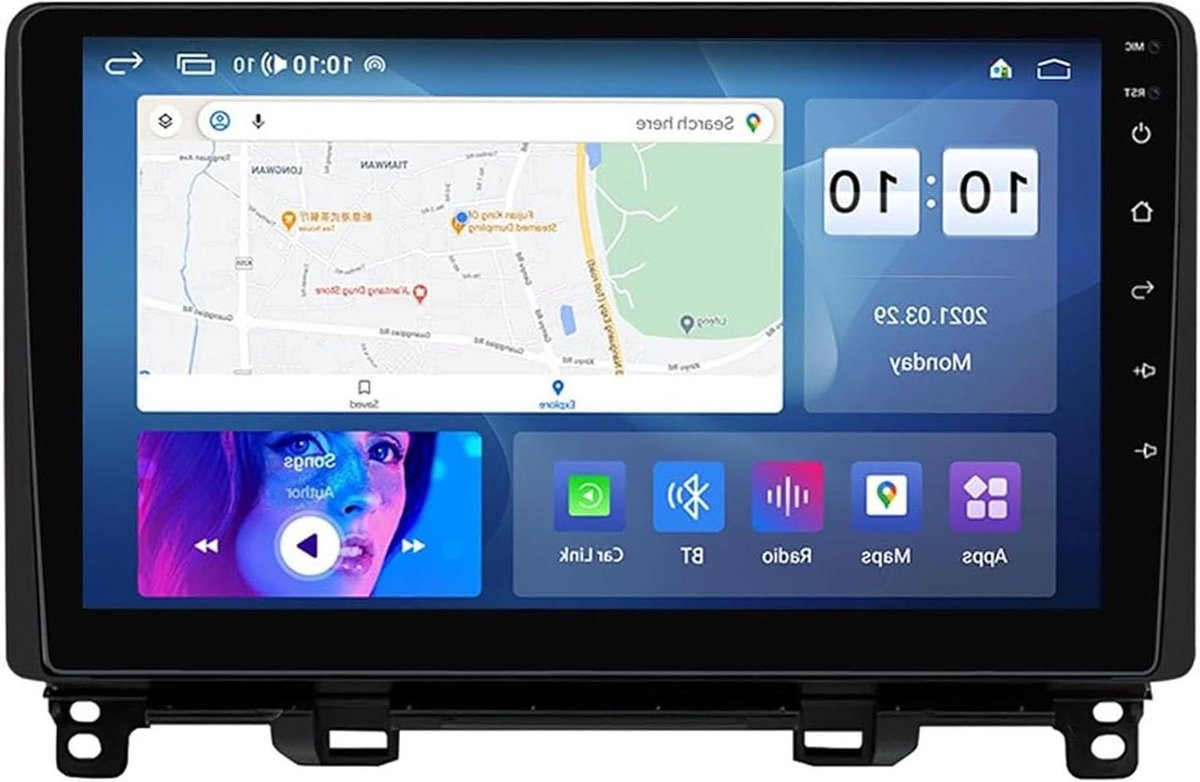 Autoradio Navigatie - Multimediaspeler Auto - Veilige Rit - Android 12 Systeem - 4+64 GB - Zwart