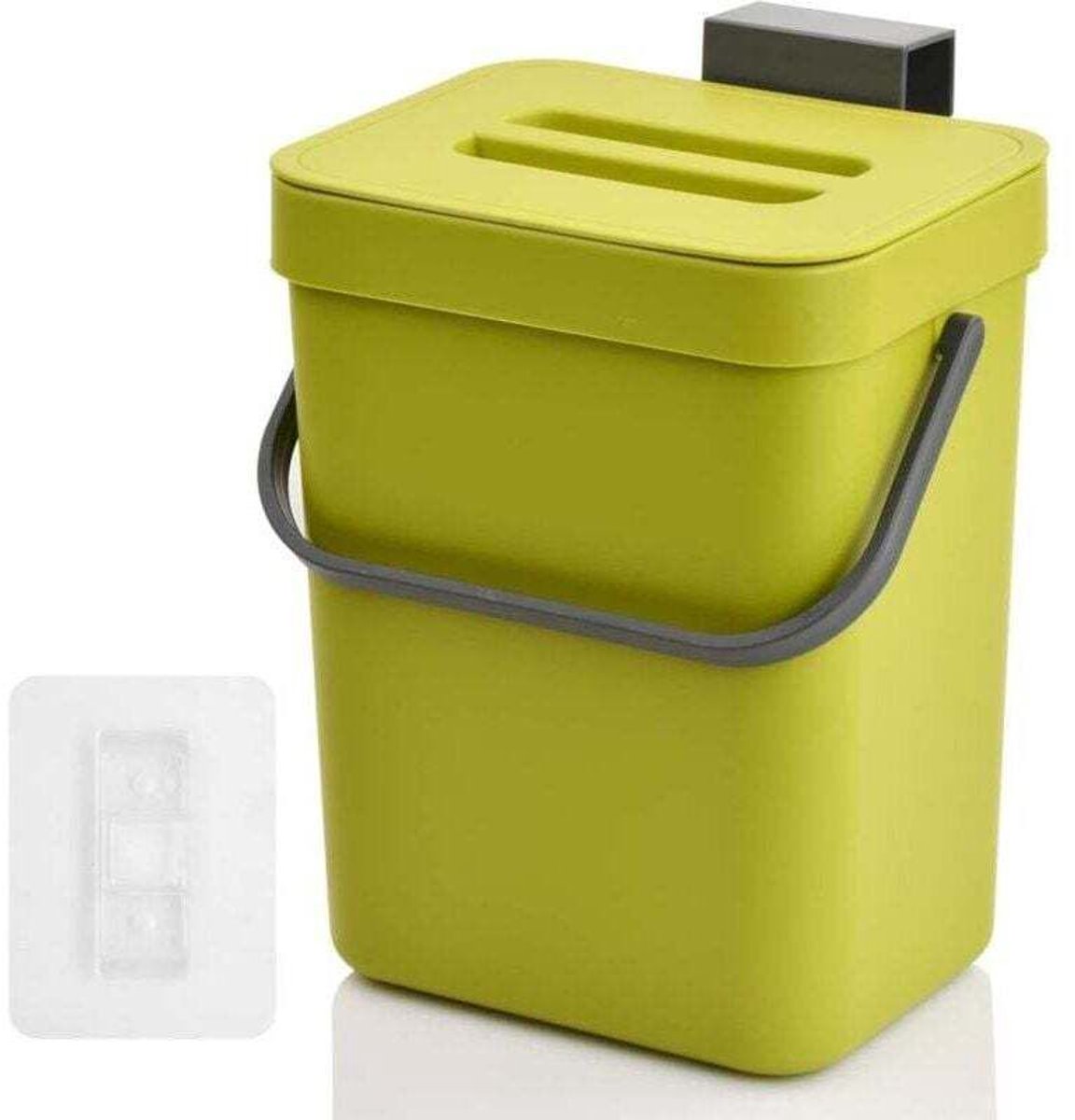 Keukencompostbak - Kunststof compostbak geschikt voor organisch keukenafval - Bakgeschikt voor deksel - Kleine bak geschikt voor onder de gootsteen - Geurvrij - Groen, 5 liter