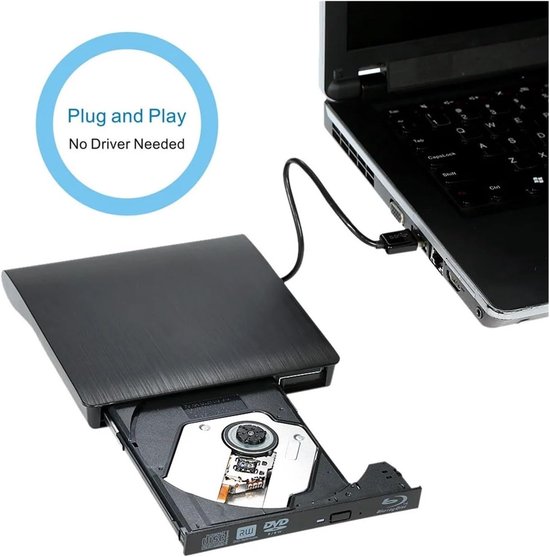 Externe DVD Brander - USB CD Station - Bestanden Archiveren - Verborgen USB Kabel - USB 3.0 - Zwart — afbeelding 2