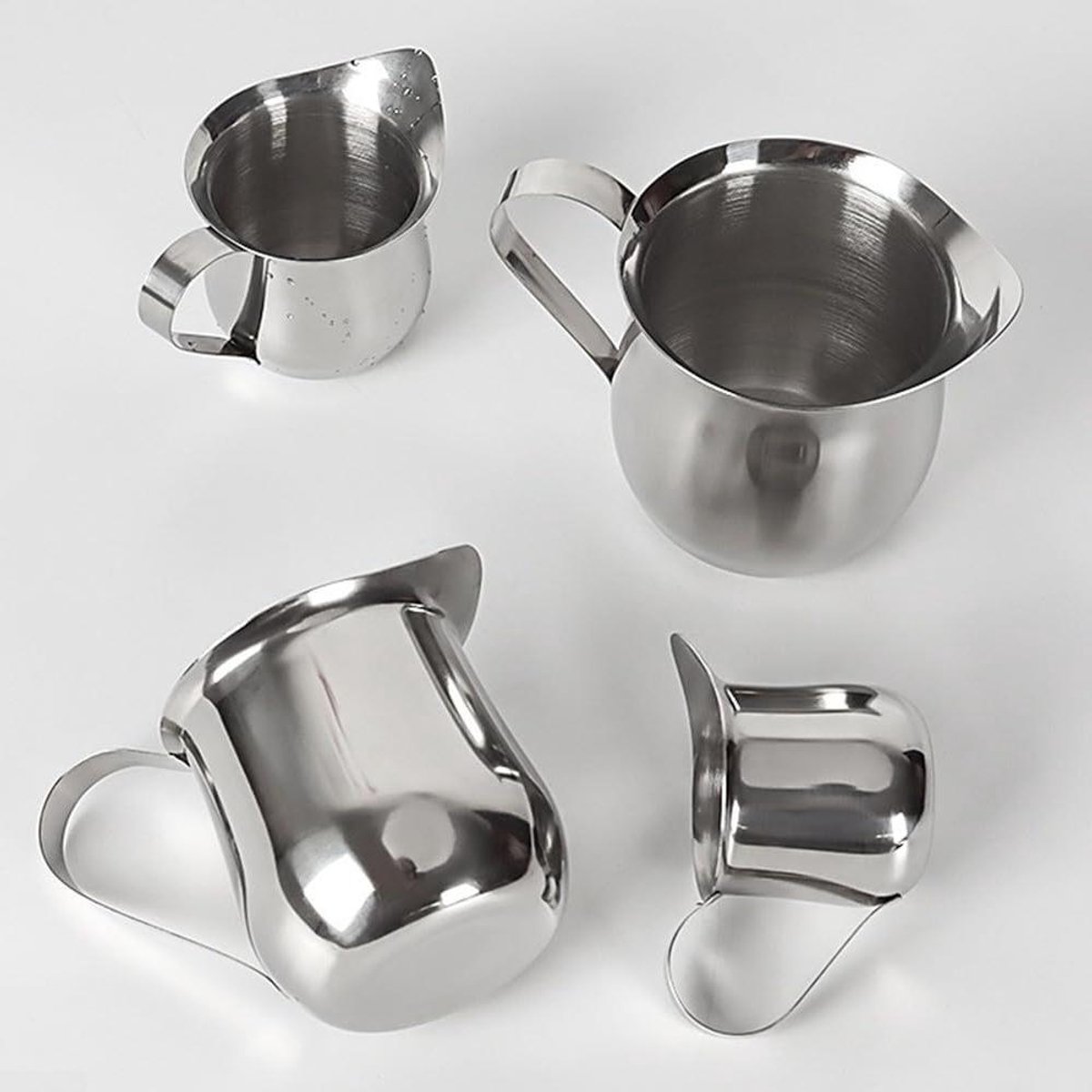 Melkopschuimkan - Koffie Pitcher - Espresso Bereiden - Roestvrij Staal - 60 ml - Zilver