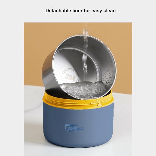 Voedselcontainer Set - Lunchbox Thermos - Maaltijd Meenemen - Dubbelwandige Isolatie - 420 Milliliter - Blauw — afbeelding 5