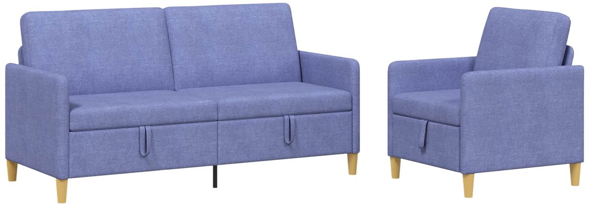 vidaXL - Sofa - Set - Met - Opslag - 2 - st - Jeans - Blauw - Polyester