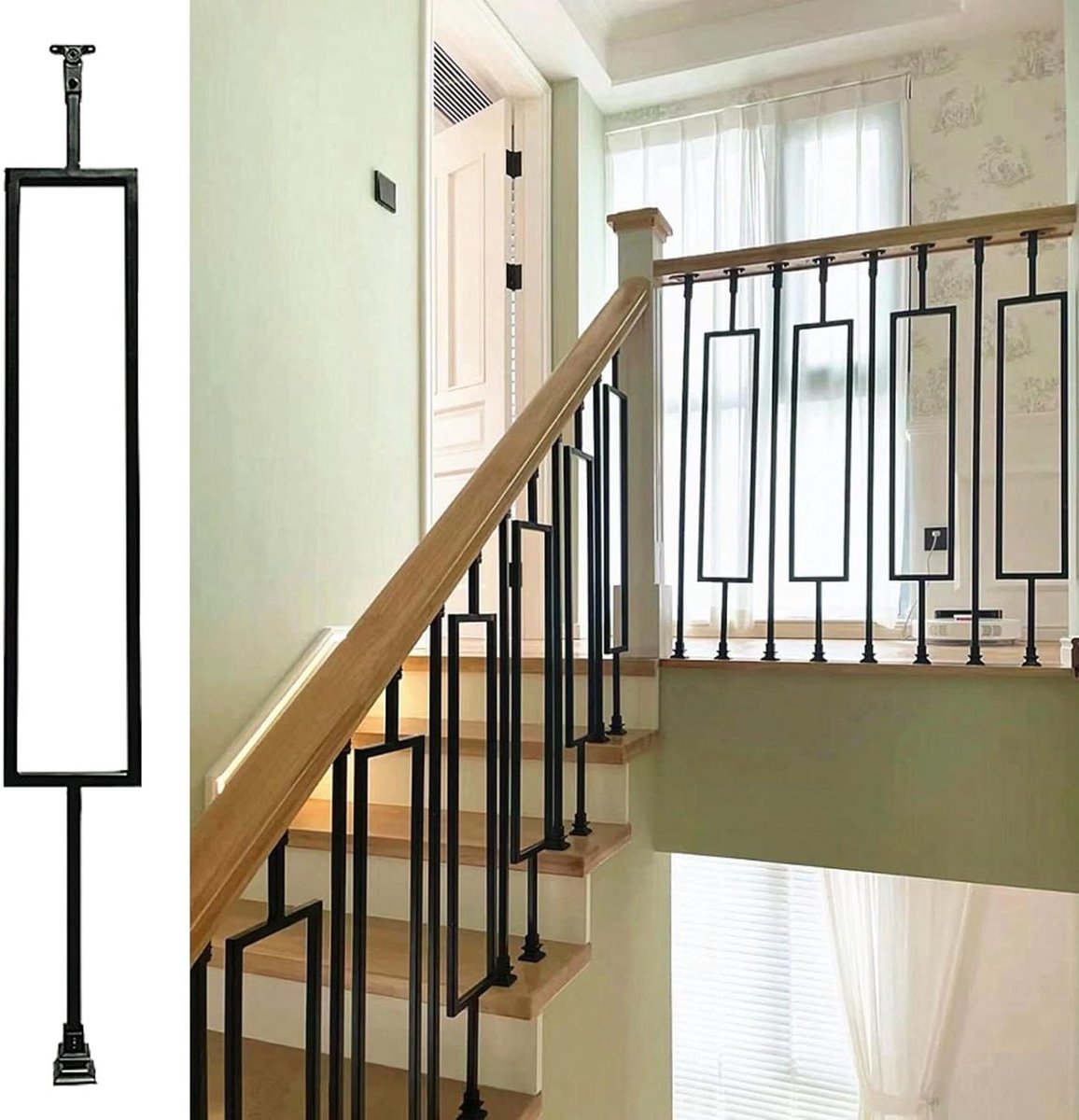 Balustrade Spindels - Trapleuning Onderdelen - Veiligheid Verhoging - Verstelbare Hoek - 5 Stuks - Zwart