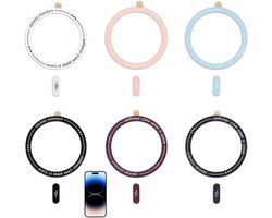 Magnetische Ring Set - Oplaadring Telefoon - Draadloos Opladen - Universele Compatibiliteit - 6 Stuks - Zilver