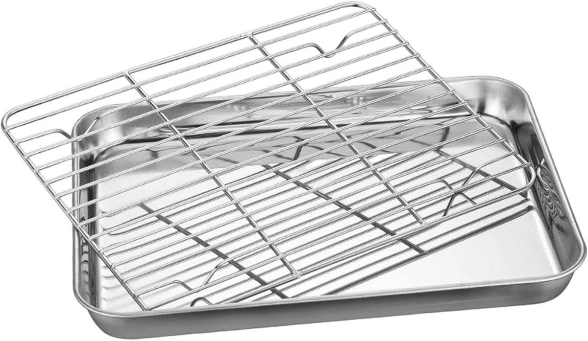 Afkoelrooster RVS - Bakplaat Grillrooster - Bakken en Braden - Antiaanbaklaag - 30 cm - Zilver