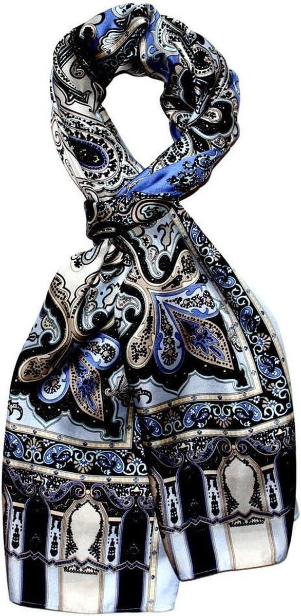 Heren Sjaal - Zijden Doek - Stijlvol Accessoire - Paisley Patroon - 50 x 165 cm - Harmonieuze Kleuren