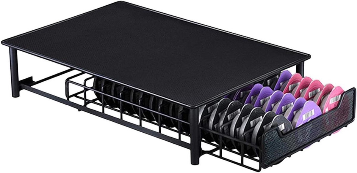 Koffiecups Lade - Koffiepadhouder Organizer - Keuken Organiseren - Zware Metaaldraad - 30x10x10 cm - Zwart