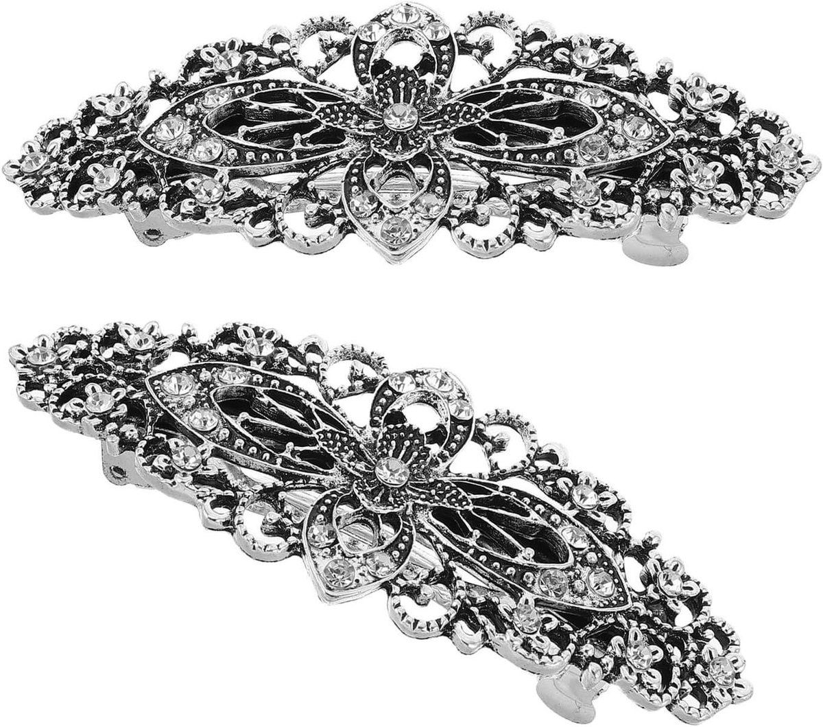 Haarclips Set - Strass Speldjes - Feestelijk Stijlen - Stevige Grip - 95 cm - Zwart