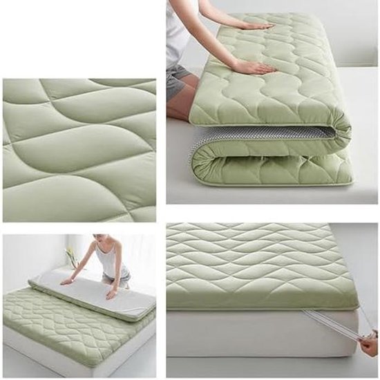 Opvouwbare Matras - Vloermatras Gast - Comfortabel Slapen - Ademend Oprolontwerp - Voor Diverse Bedden - Grijs — afbeelding 3
