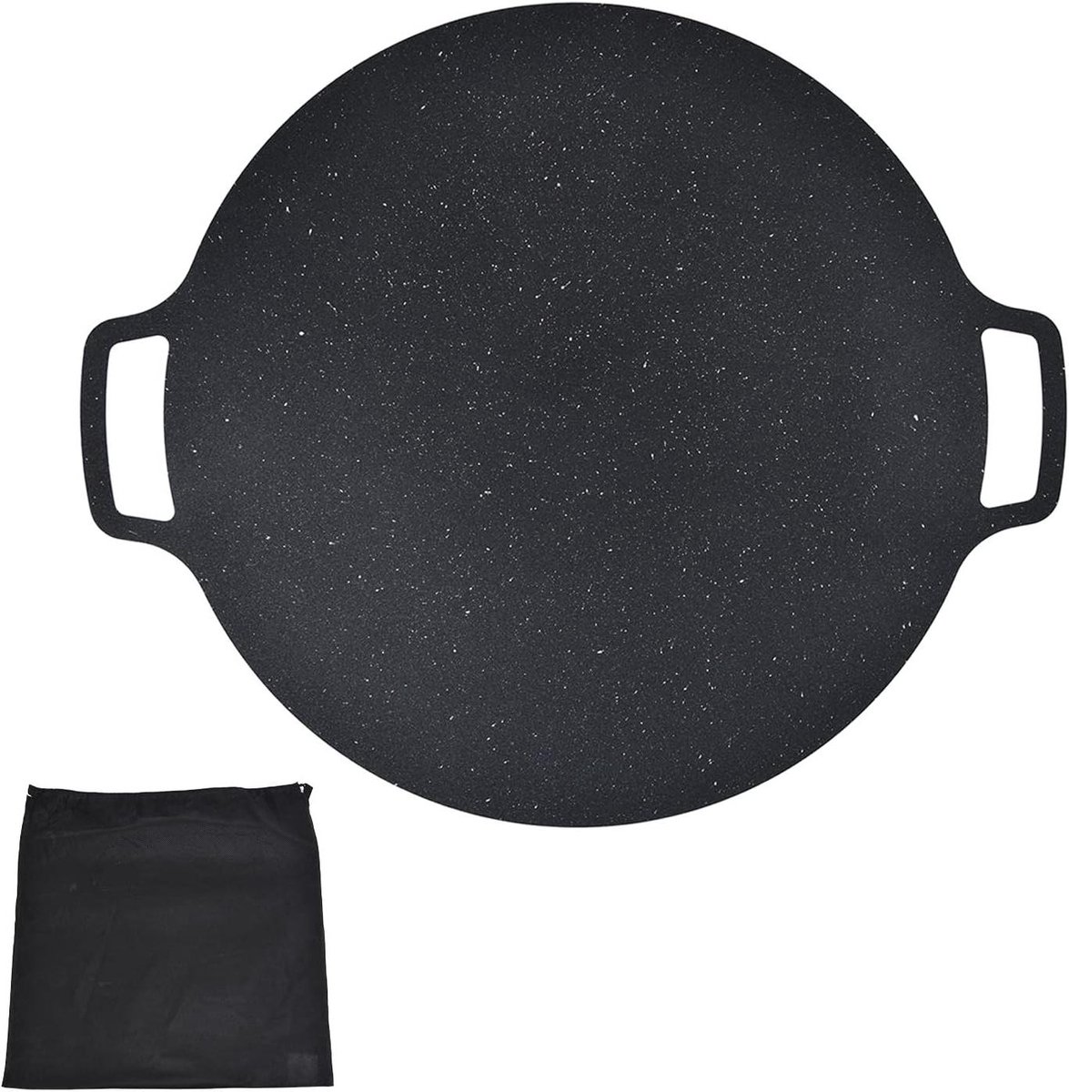 BBQ Grillpan - Ronde Plaat - Binnen Koken - Anti-aanbak - 41CM - Zwart