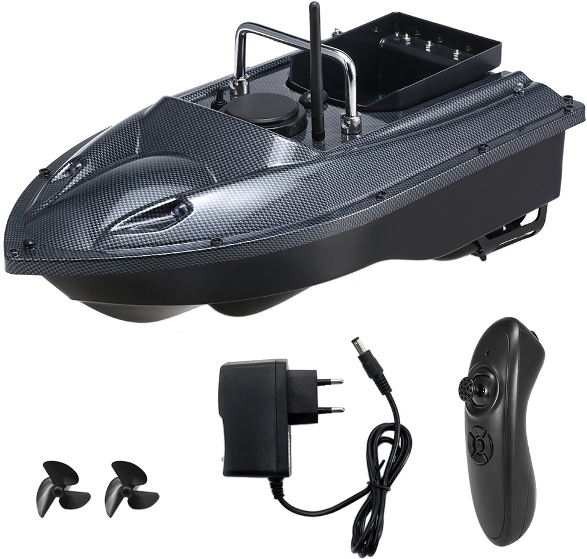 Voerboot voor Karper Vissen – 500m Afstand – 1.5kg Aas Capaciteit – Dubbele Motor – LED Nachtlicht