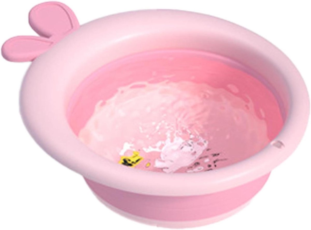 Opvouwbare wastafel - Babybadje voetbad - Baby verzorgen - Cartoon ontwerp - 36.8 x 29.5 x 7.3 cm - Roze