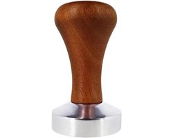 Espresso Tamper - Koffie Barista Tool - Rijke Koffie Zetten - Platte Roestvrij Staal Basis - 51/53/58mm - Hout/Zilver