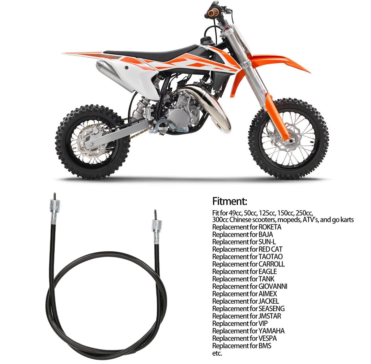 Innovra - 39 Inch Snelheidsmeterkabel voor Chinese Scooters en Bromfietsen