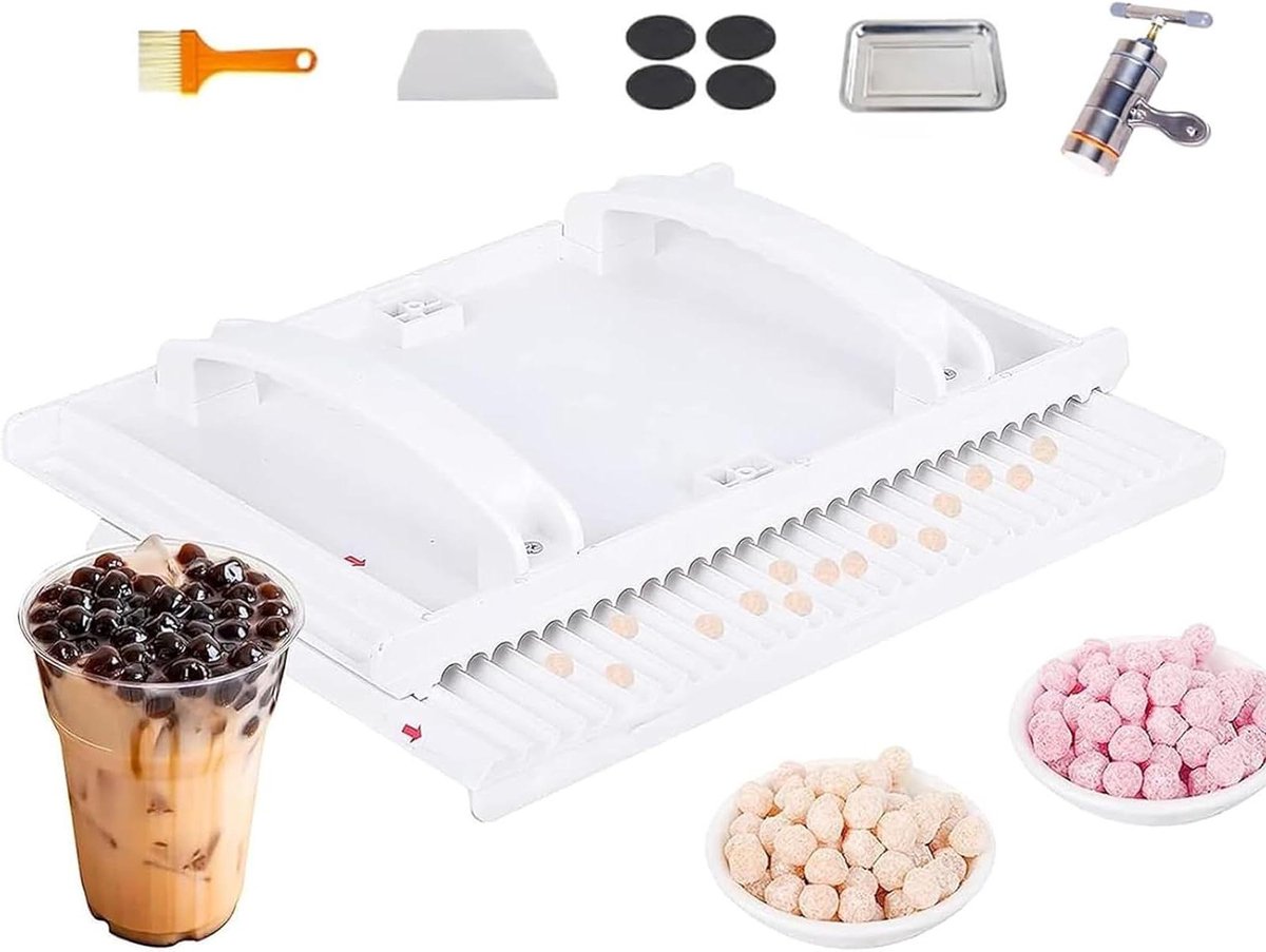 Tapiocaparelmachine - Parelmaker Cassave - DIY Bubble Tea - 7 Verschillende Maten - 3-12 mm - Wit