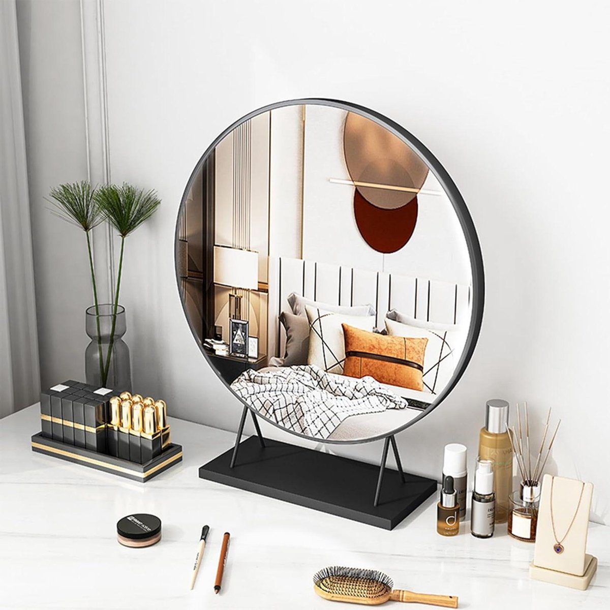 Cosmetische spiegel - Kaptafel spiegel - Schoonheid verzorging - Hoge definitie - 30 cm - Zwart