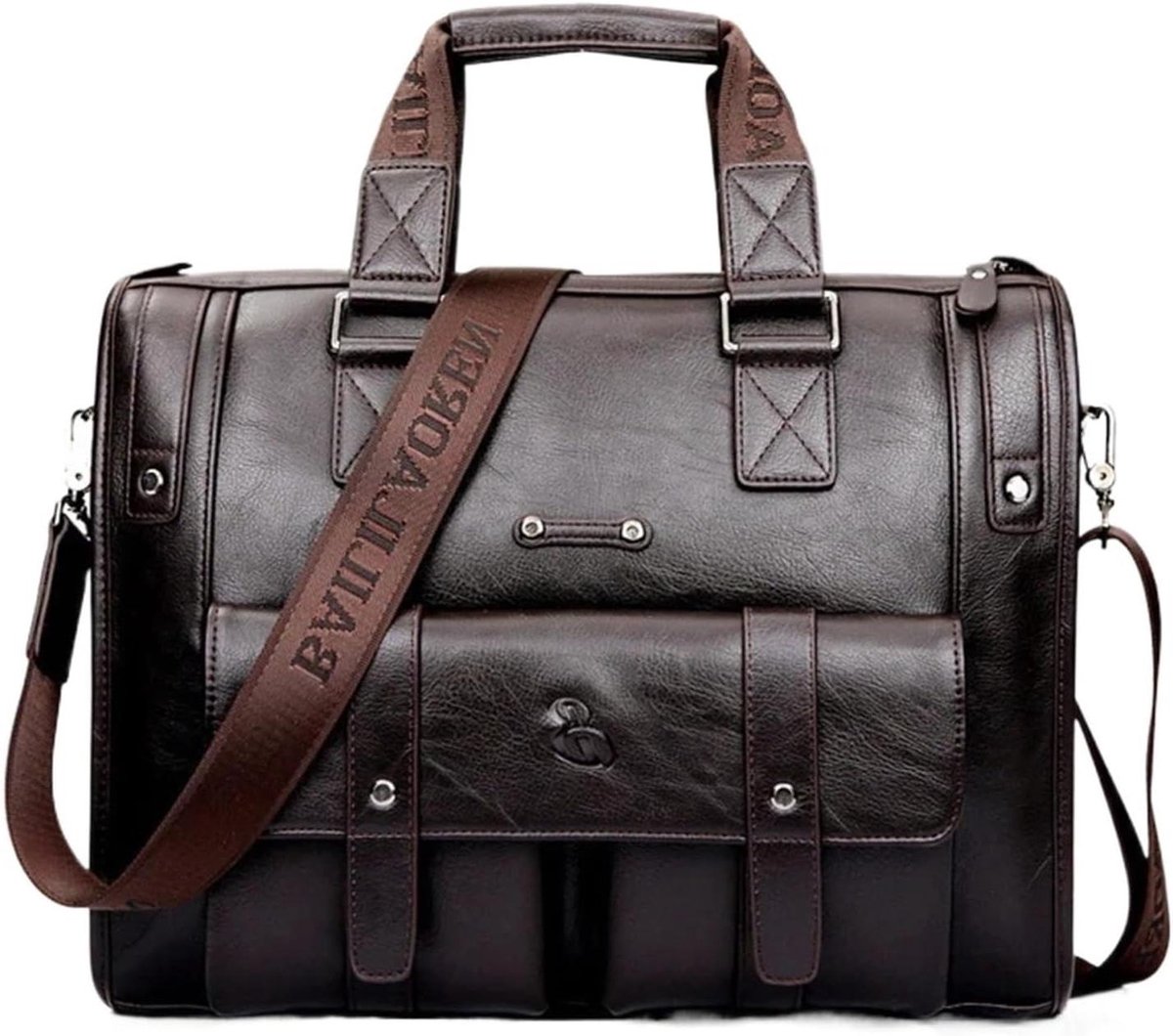 Laptoptas Heren - Schoudertas Werk - Zakelijk Reizen - Ruim Compartiment - 15 inch - Zwart