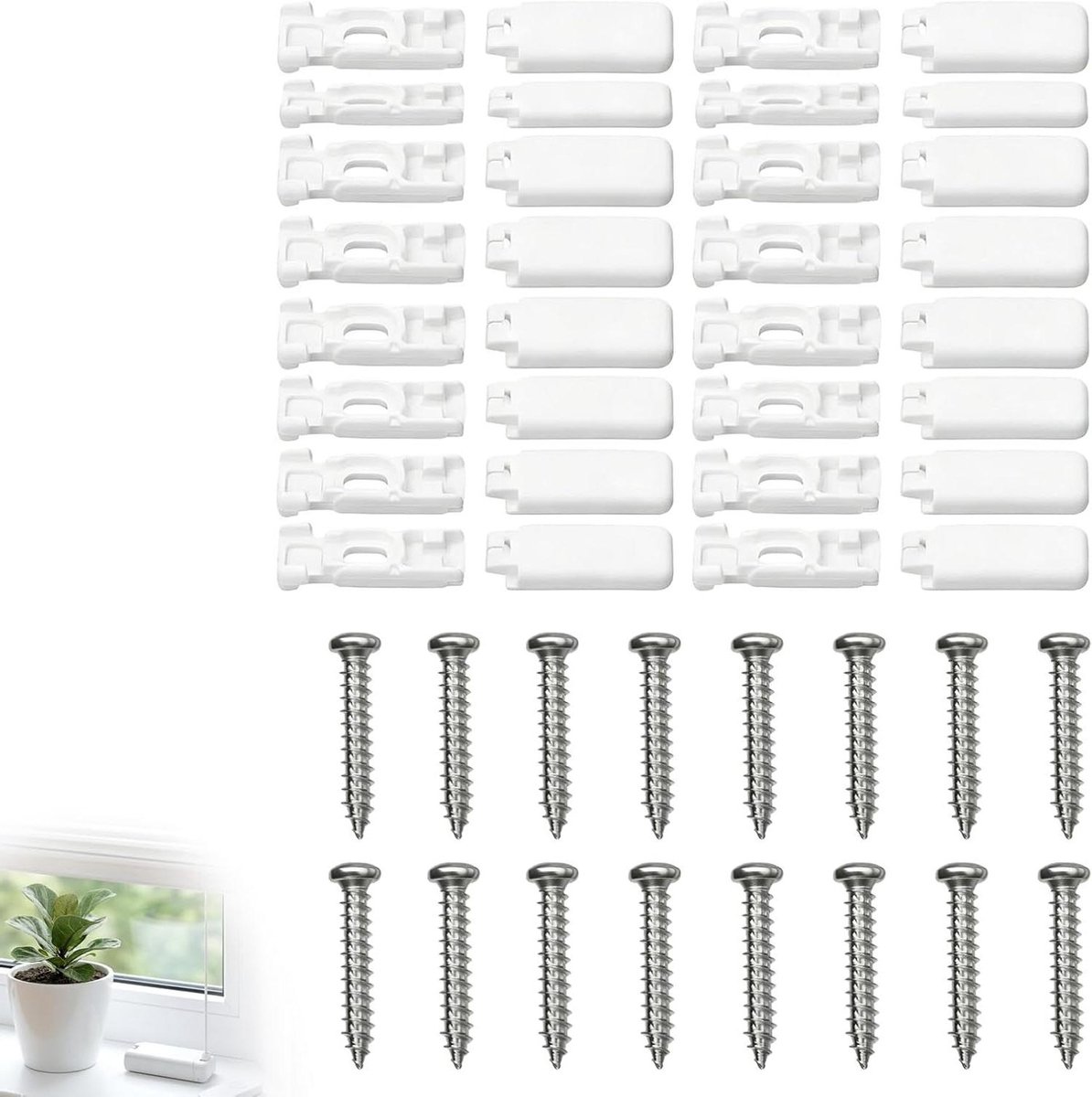 Span Clips - Plissé Bevestiging - Gordijnen Ophangen - Versterkte Structuur - 16 Stuks - Wit