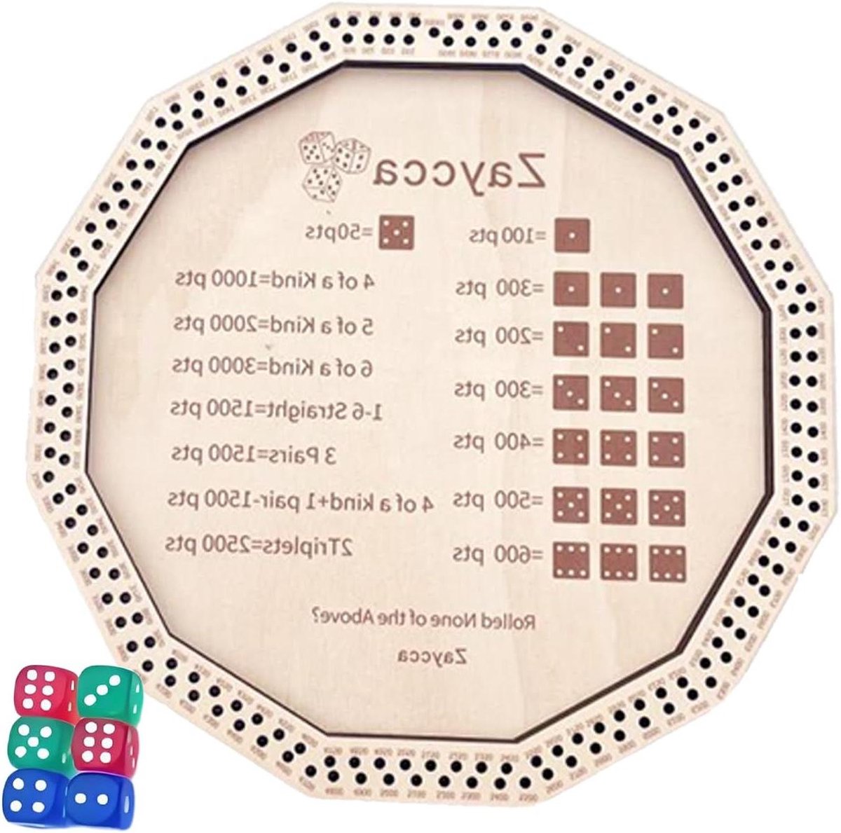 Dobbelsteen Bord - Klassiek Speelbord - Familie Spelavonden - Premium Massief Hout - Draagbaar Formaat - Natuurlijk Hout