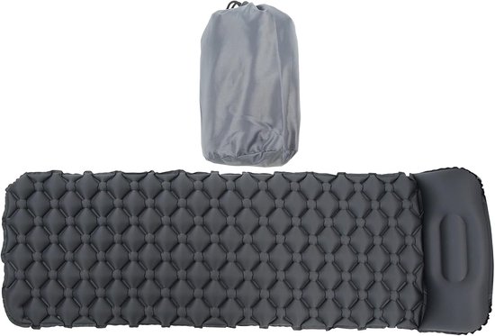 Slaapmat Lichtgewicht - Kampeermat Opblaasbaar - Kamperen en Backpacken - Vochtbestendig met Kussen - 195x61x6 cm - Blauw — afbeelding 5