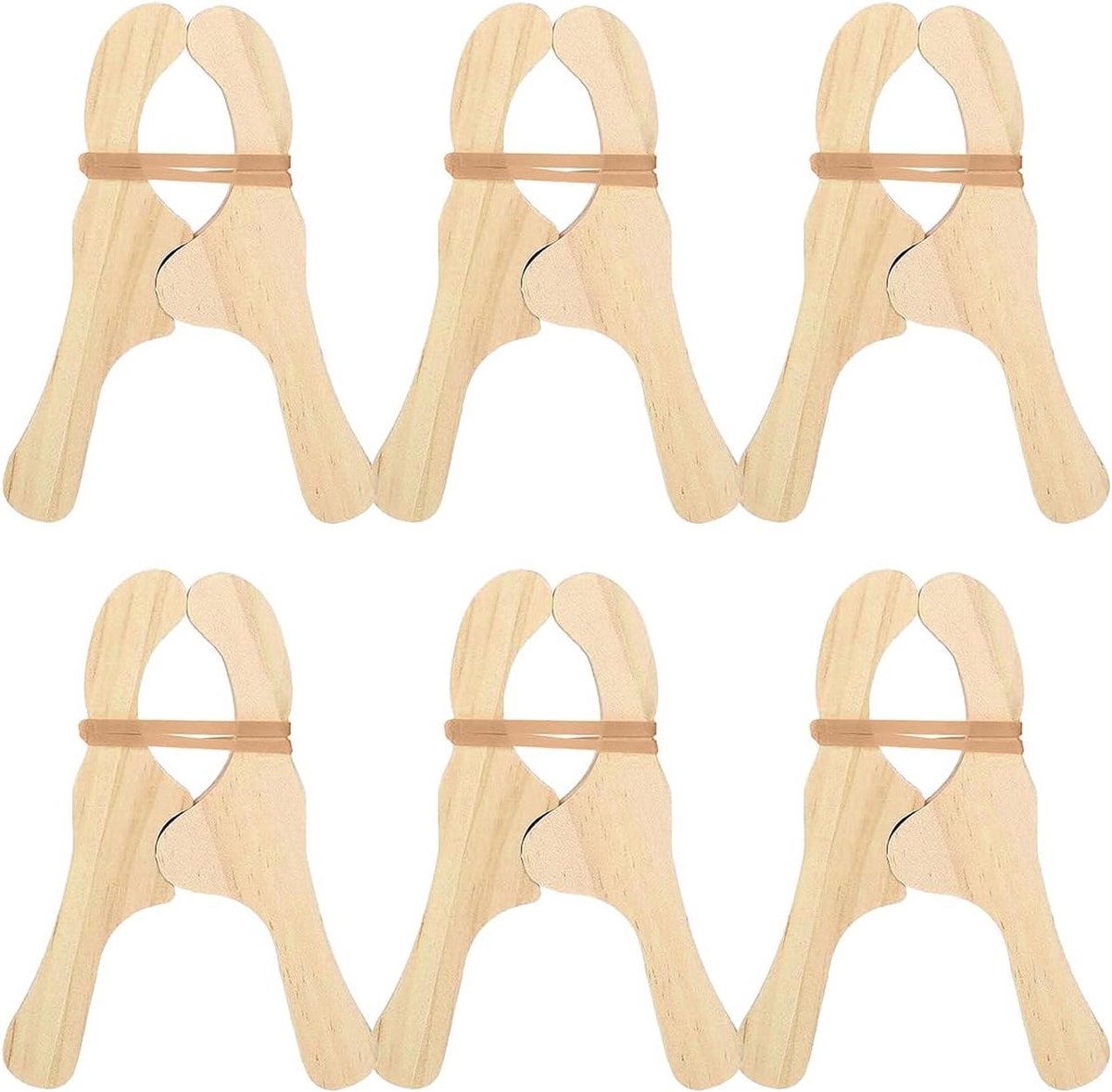 Wasknijpers Hout - Klemmen - Was Drogen - Robuust Ontwerp - 6 Stuks - Natuurlijk