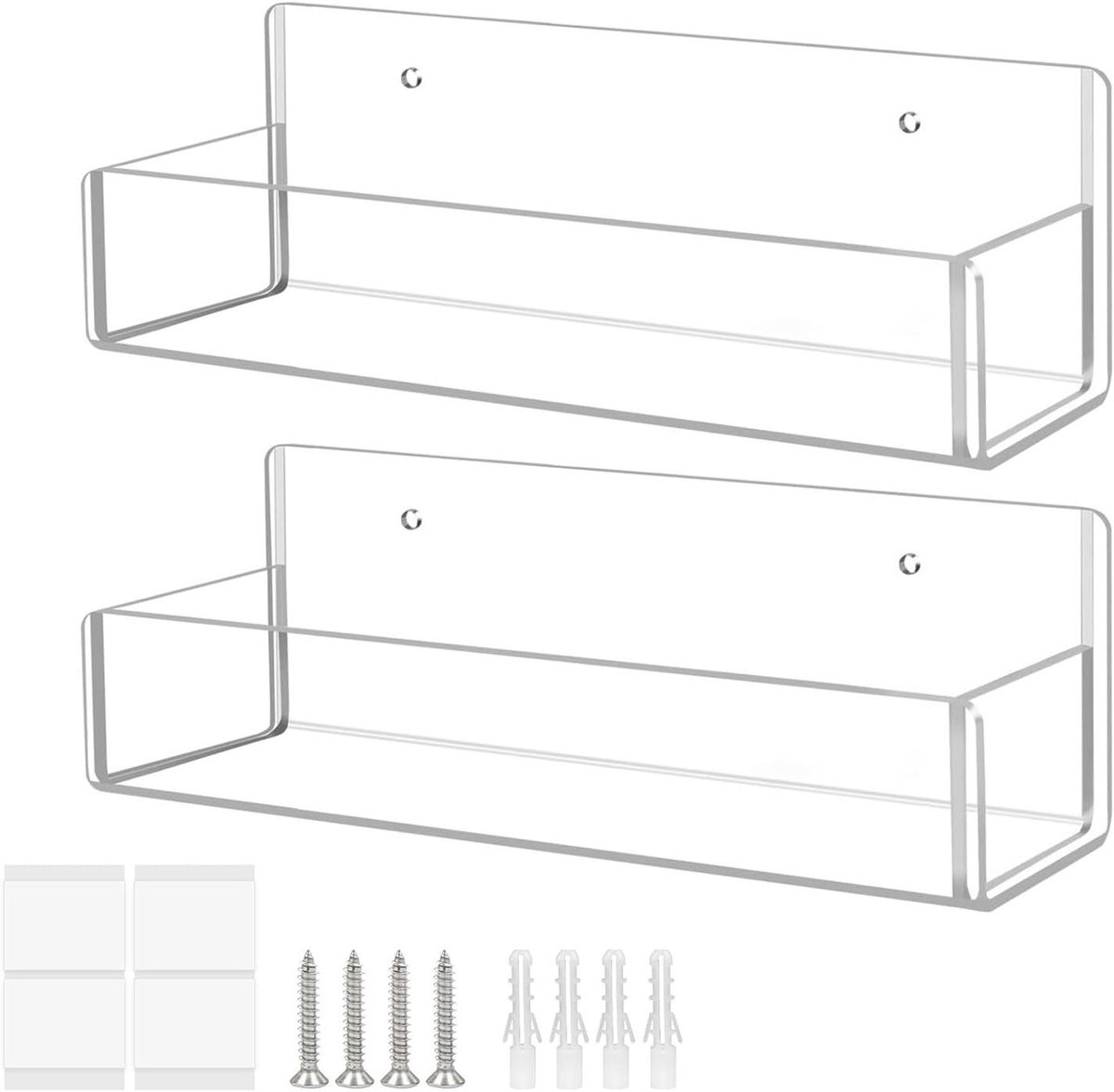 Kruidenrek Set - Acryl Planken - Keuken Organiseren - Zichtbare Opslag - 2 Stuks - Transparant