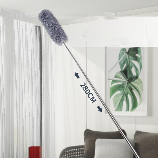 Microvezel Plumeau - Stofwisser Telescoop - Hoge Plekken Reinigen - Buigbare Kop - Tot 280 cm - Grijs — afbeelding 5