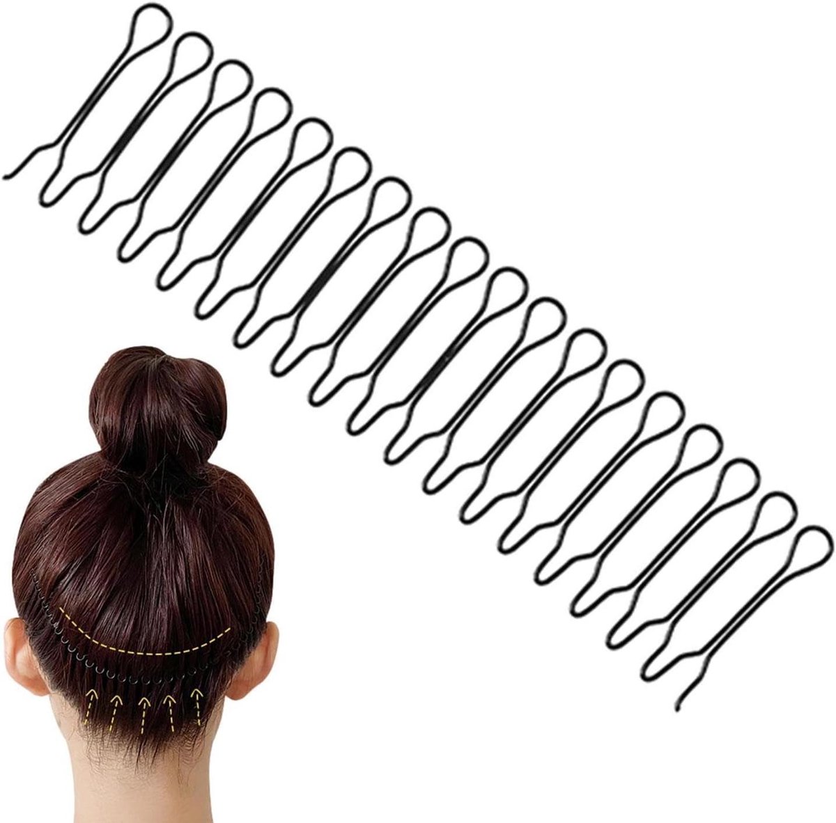 Haar Styling Spelden - U-vorm Clips - Kapsels Maken - Sterke Staaldraad Kern - 2 Stuks - Zwart