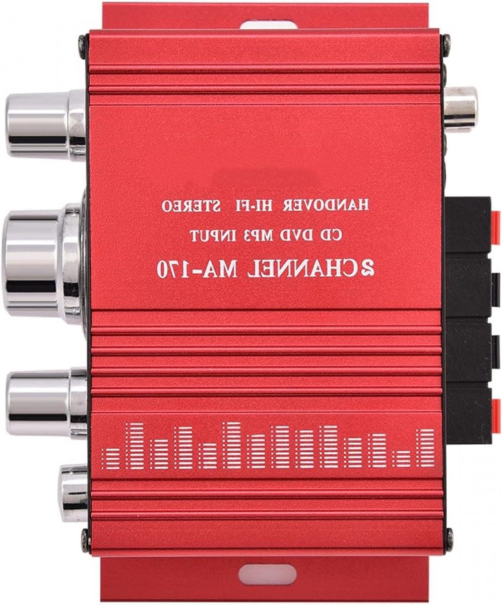 Stereo Versterker - Mini Audio Amp - Muziek Luisteren - 2 Kanaals HiFi - 12x7x4 cm - Rood